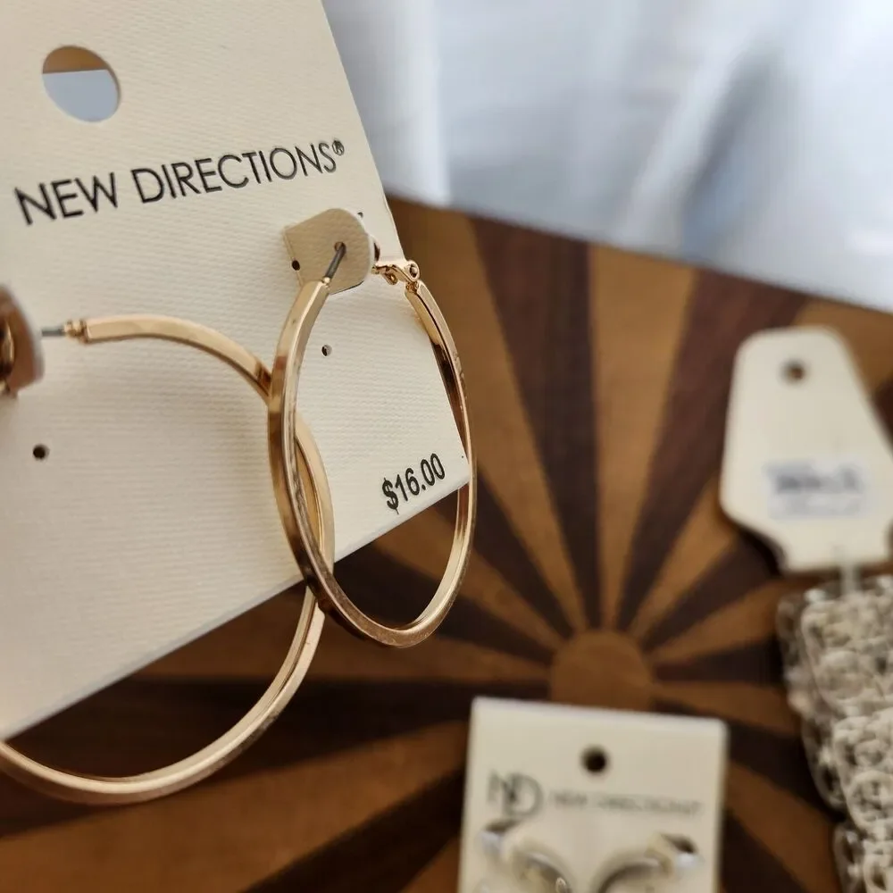 New Directions Jewelry Bundle Lot Hoop Earrings Silver Bracelet NWT Fashion